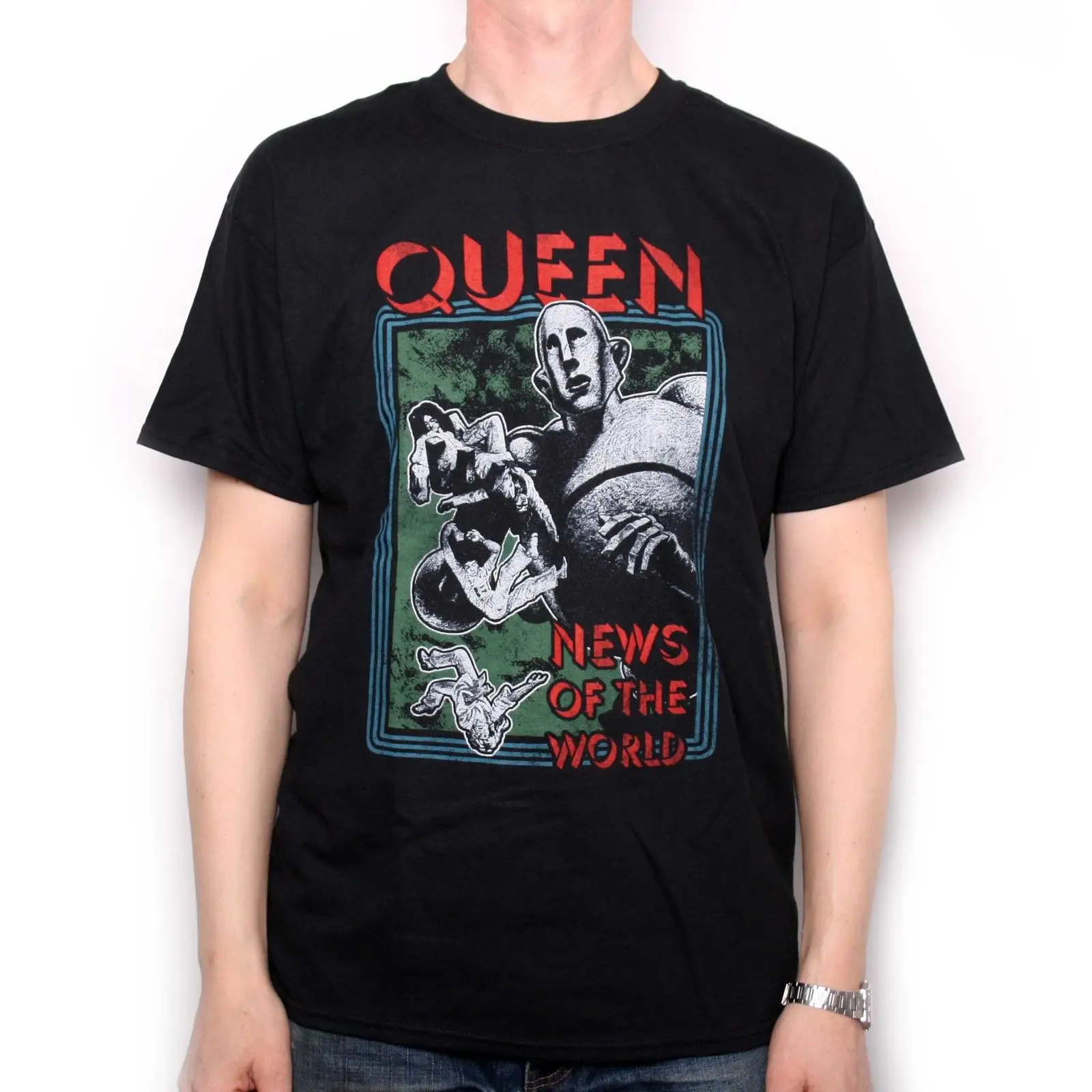 

Queen T Shirt - News Of The World Retro Distressed Design 100% Official