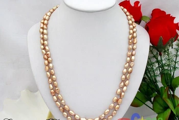 

Popular 50" 10mm champagne baroque freshwater pearl necklace p83 ^^^@^Noble style Natural Fine jewe (B0322)