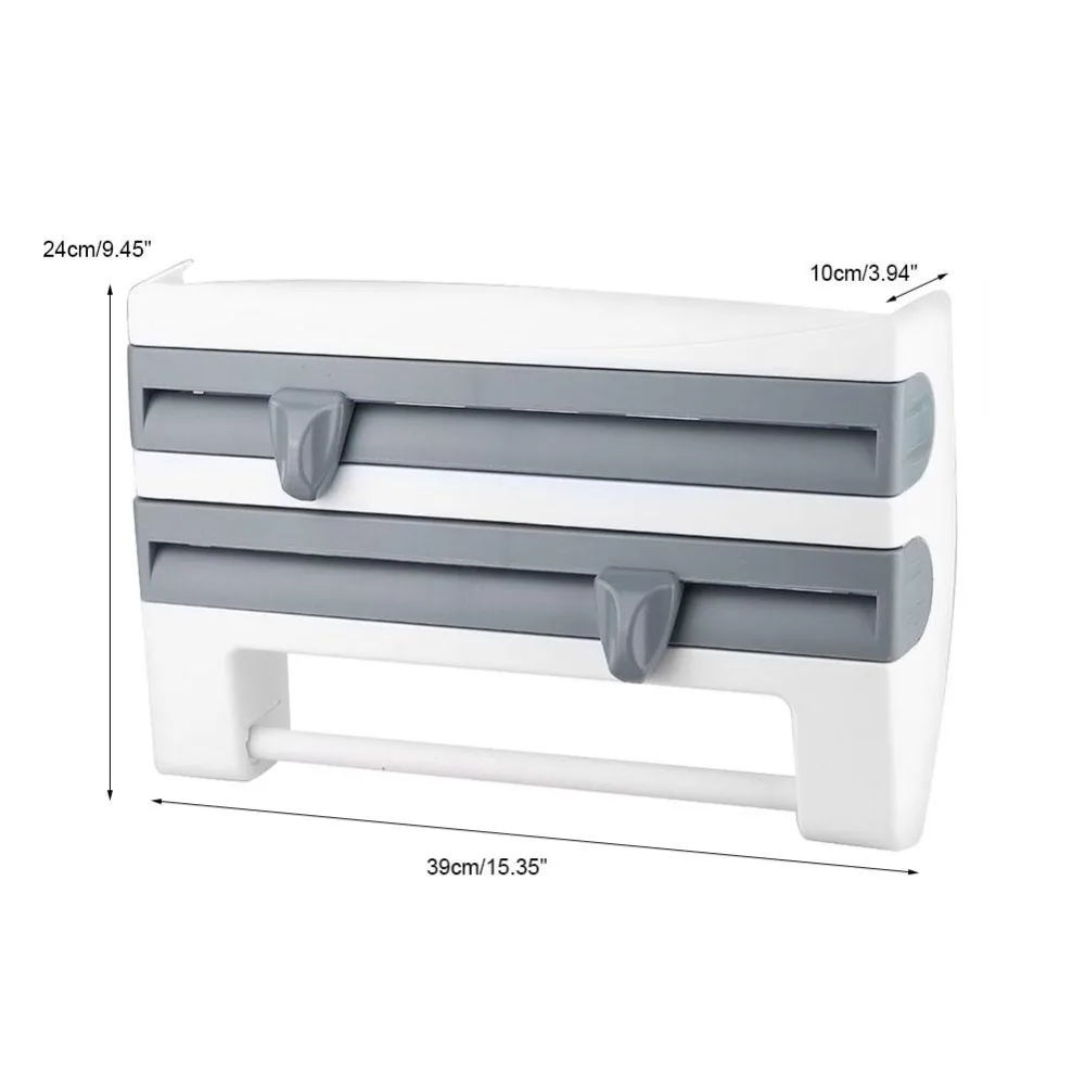 Пластиковый стеллаж для хранения пленки для холодильника, резак для обертывания, настенная бутылка для соуса, кухонный органайзер, вешалка для полотенец, подвесной держатель