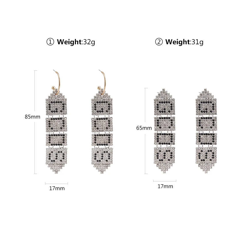 AE-CANFLY корейский Модный Полный Кристалл Письмо Gcds модные роскошные длинные серьги вечерние ювелирные изделия горячая распродажа