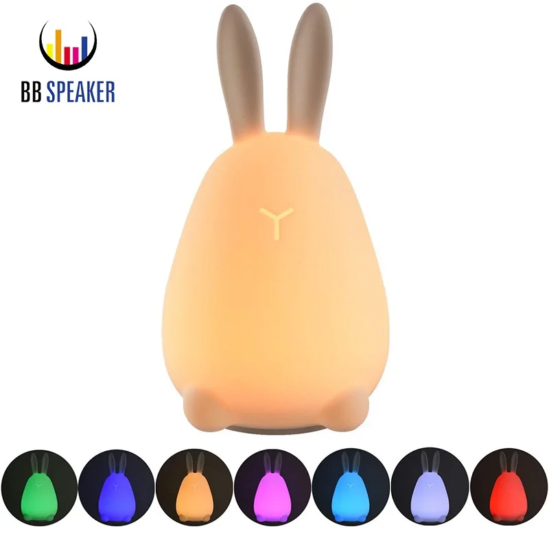 

Newst Rabbit LED Night Light Children Kids Silicone Multicolor Touch Sensor Pat Control Nightlight for Baby Room Table Lamp Gift