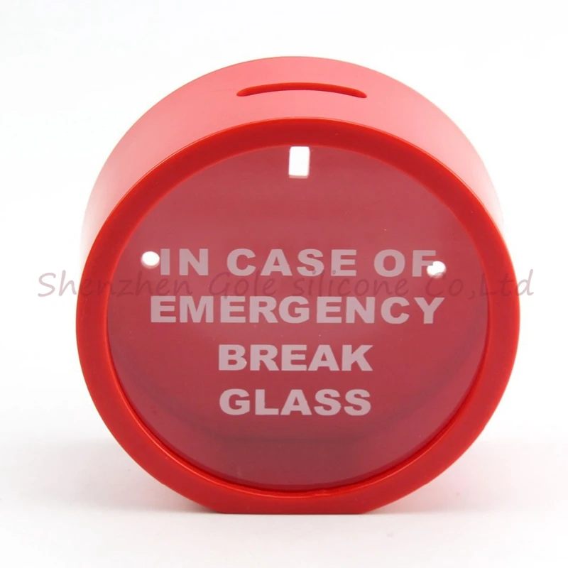 12cm Red In Case Of Emergency Break Glass Coin Piggy Bank Money Saving Box Case 50pcs Money Boxes Aliexpress