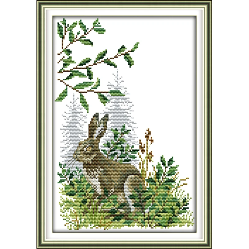 

The rabbit in the forest Counted Cross Stitch 11CT 14CT Cotton Cross Stitch Sets Handmade Cross Stitch Kit Embroidery Needlework