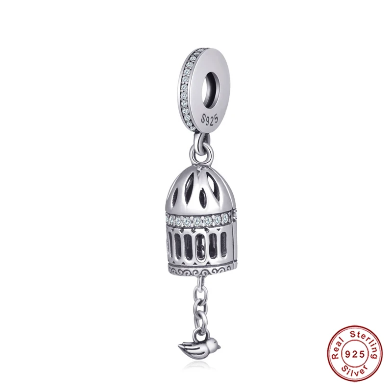 

Authentic New Hot Bird Cage Sterling Silver Charms Pendant fit European DIY Bracelet Making for Birthday Gift