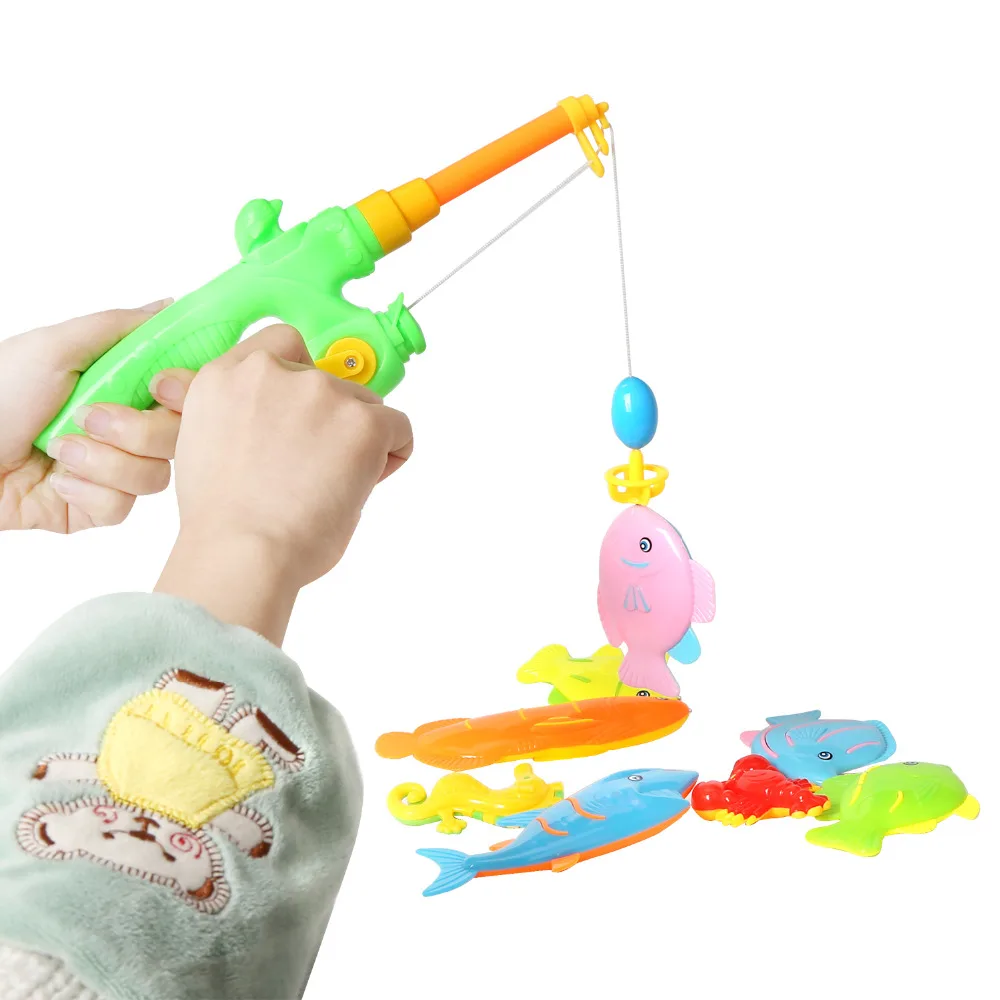 wonderful  13PCS Fish Magnetic Fishing Toys Bath Toys Colorful Magnet Fishing Game with Fishing Rod for Kids T