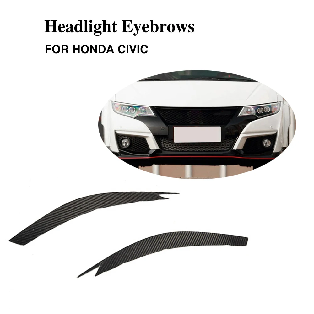 

Real Carbon Fiber Eyelids Headlight Eyebrows Sticker Decoration Trim for Honda Civic 2015 2016