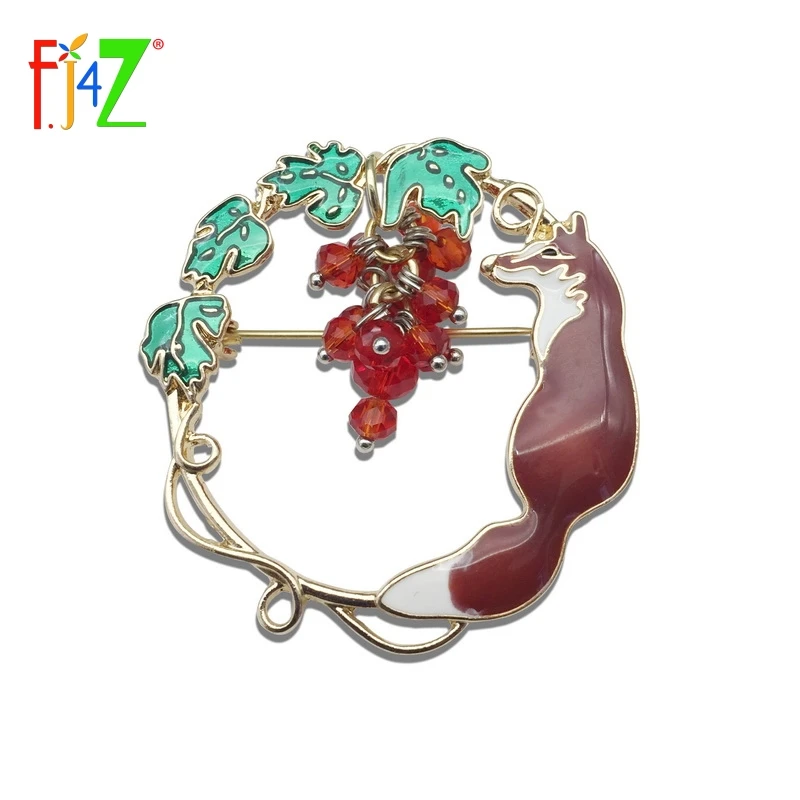 

F.J4Z Fancy Interesting Fox Grape Costume Pin For Women/children Gift Jewelry Brooch