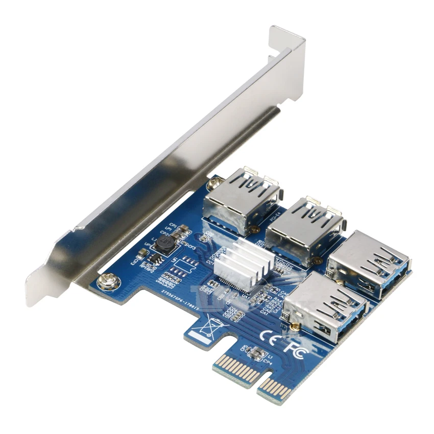 2018 New PCIe Riser Card PCI e 1x to 4 USB 3.0 Extension for GPU Riser