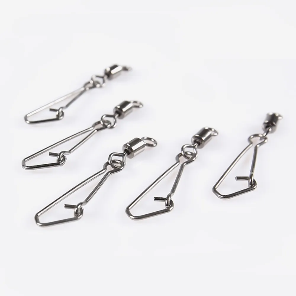 

practial 50PCS Ball Bearing Fishing Swivels Snap Connector With Hooked Fish Tackle Accessories sea Fishing tackle Connector