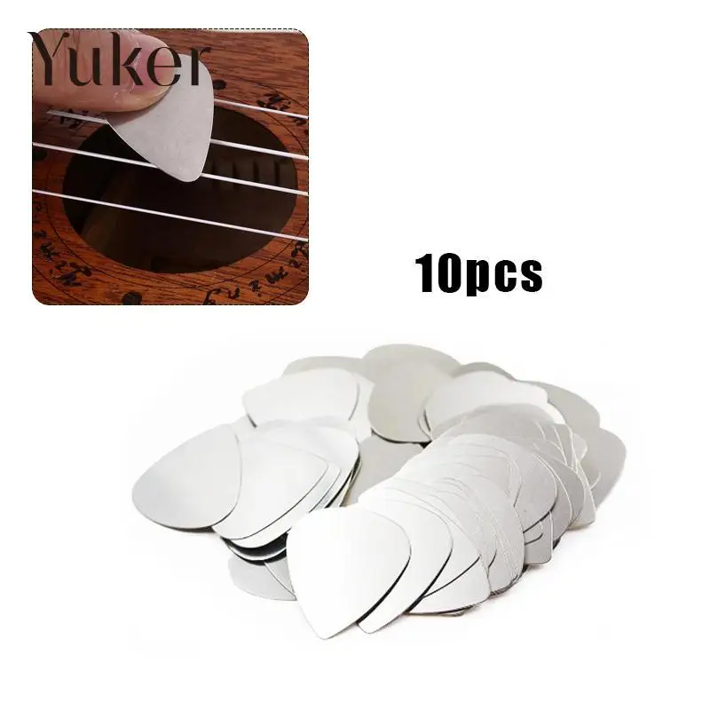 10Pcs Stainless Steel Picks Plectrums for Electric Guitar Bass Picks Plectrum SuppliesThin Mediator Guitarra Parts Accessories