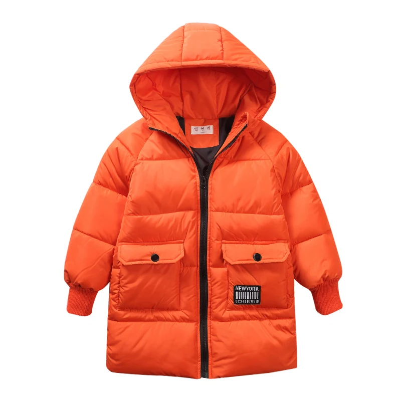 

boys winter Coat hooded 5-13 years old kids down jacket children's parkas warm Long trench coat Solid color windproof fashion