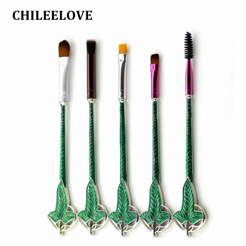 

CHILEELOVE 5 Pcs/Set Lord of the Rings Tree Leaves Makeup Brushes Kit For Eye Shadow Eye Lip Portable Brush with Collection Bag