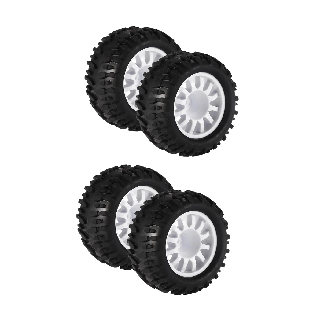 4x Rubber Tires Wheel Rim Tires for 1/16 RC HSP HPI ZD Racing Wltoys Monster Truck