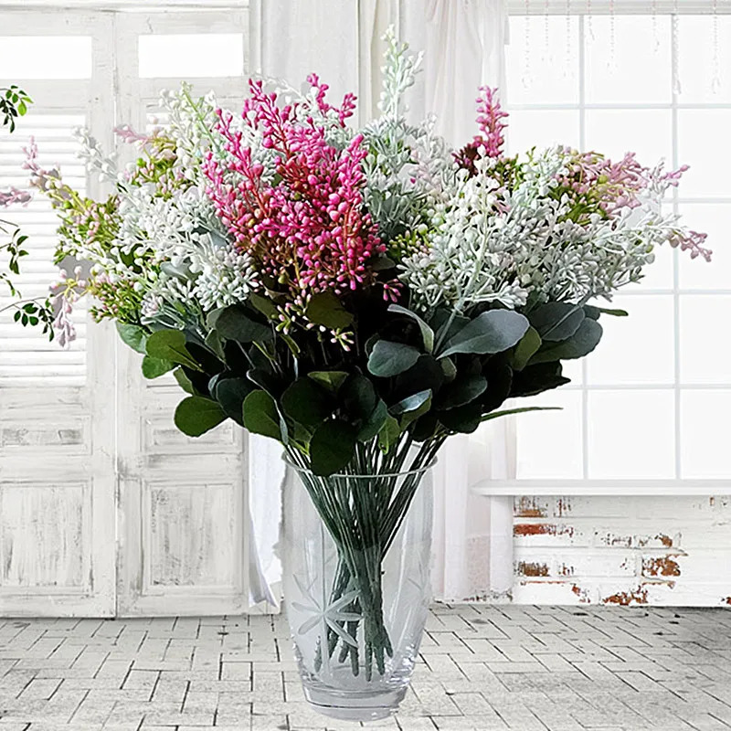 

Luxury Big Artificial berry fruit Flowers Plastic fake plants with leaves for home decoration accessories plante artificielle