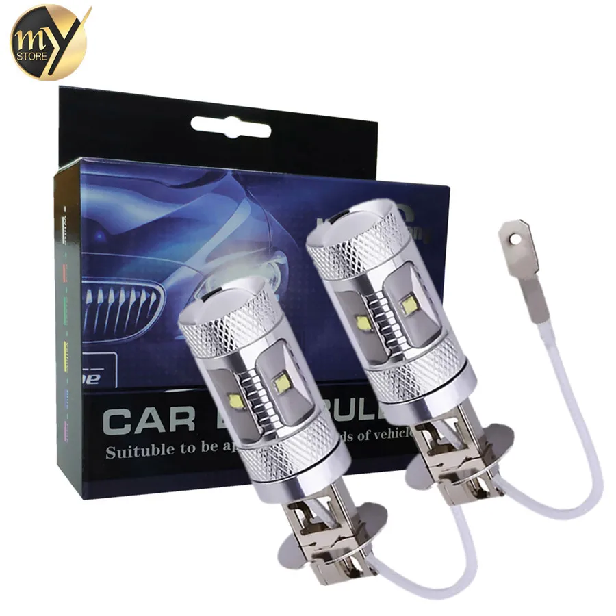 2pcs H3 Led Bulb Car Fog Lights Cree Chips 30W High Power 6000K White Running Light Leds Car