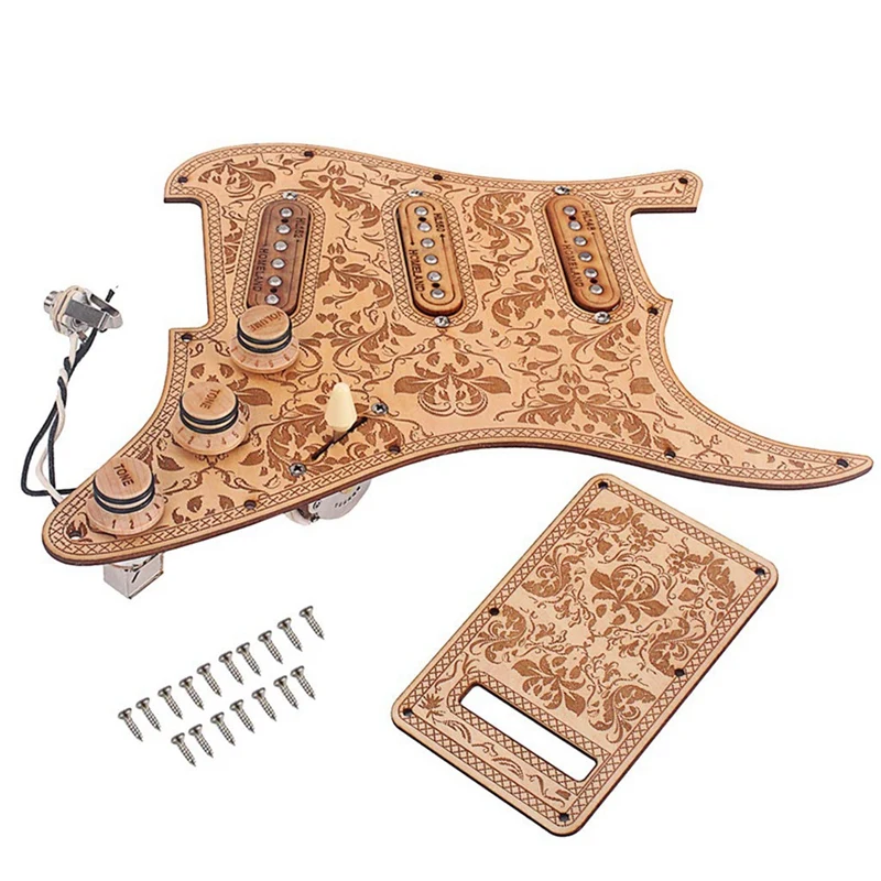 

Prewired Loaded Pickguard Sss Pickups Scratch Plate With Back Cover Maple Wood For Strat St Electric Guitar Accessory