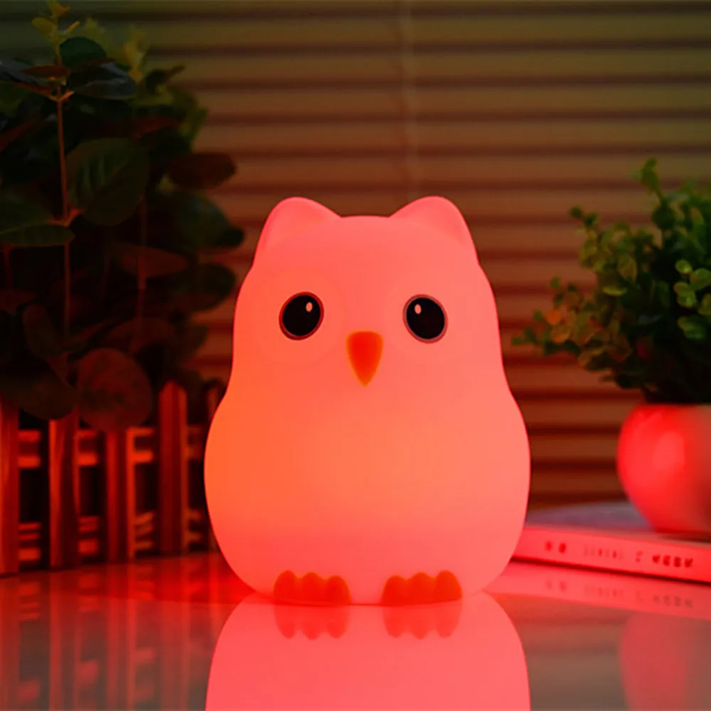 Sensor de Toque Coruja para Crianças Presente do Bebê Silicone Pássaro Night Light Controle Remoto Rgb Luz Regulável Temporizador Usb Lâmpada Crianças Led 26 4_??