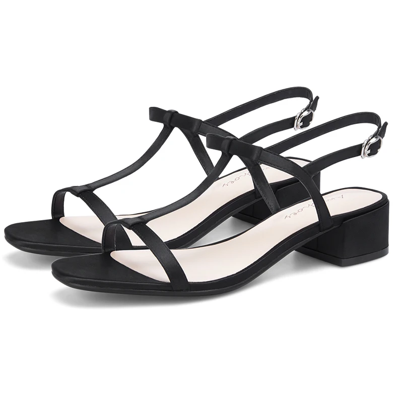 

2019 Summer Black Apricot Women Sandals Block High Heels Femme Shoes 11813AYD2319