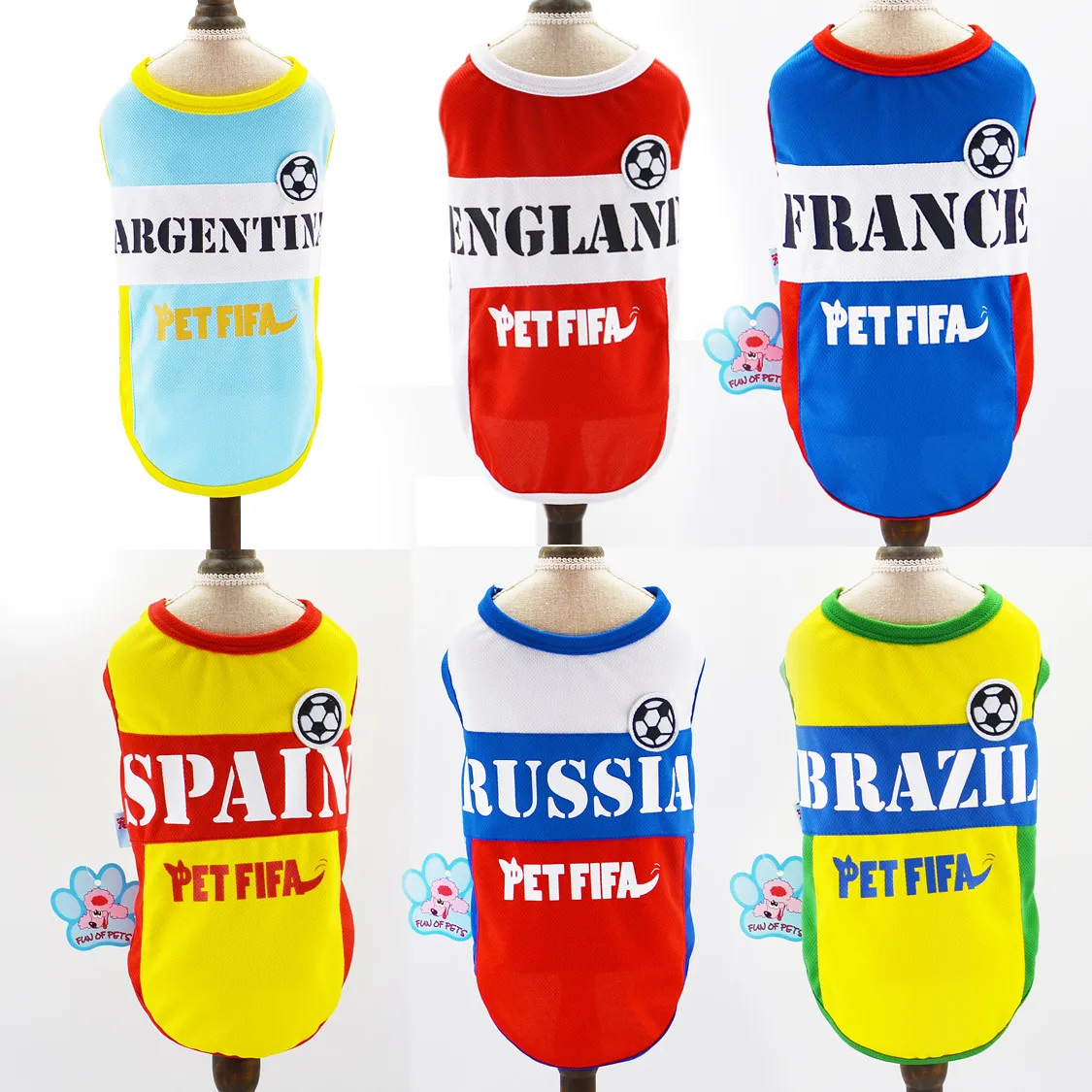 2018 Russia World Football Cup Puppy Outfit Team Coat Pet Clothes