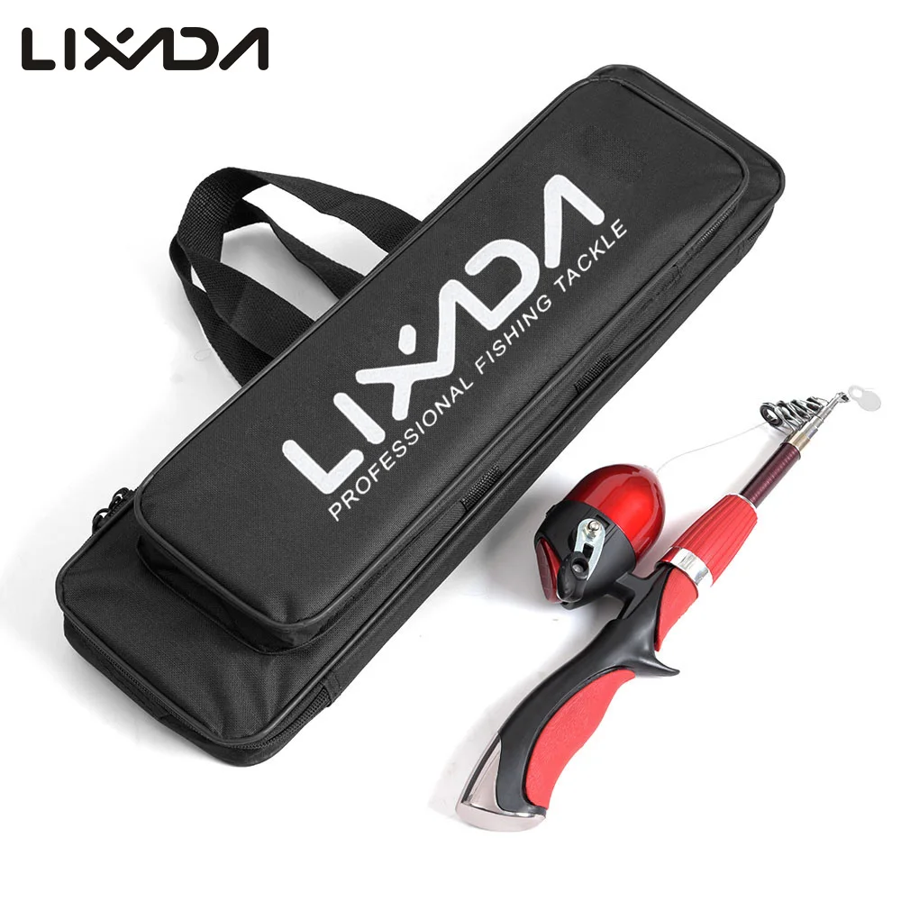 Lixada Telescopic Fishing Rod Combo 1.4 M Ice Fishing Rods + Closed Fishing Reel Lure Fishing Tackle Pesca Bag