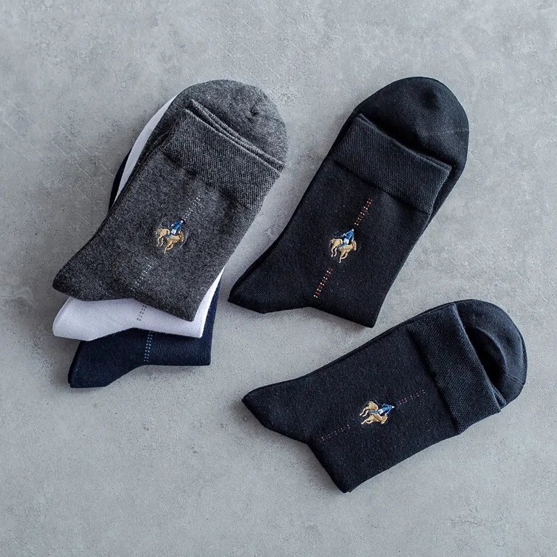 5 пар/лот, зимние мужские носки, чистый хлопок, толстые, теплые, crew socks pier POLO, вышитые мужские носки Pier POLO, Medias de los