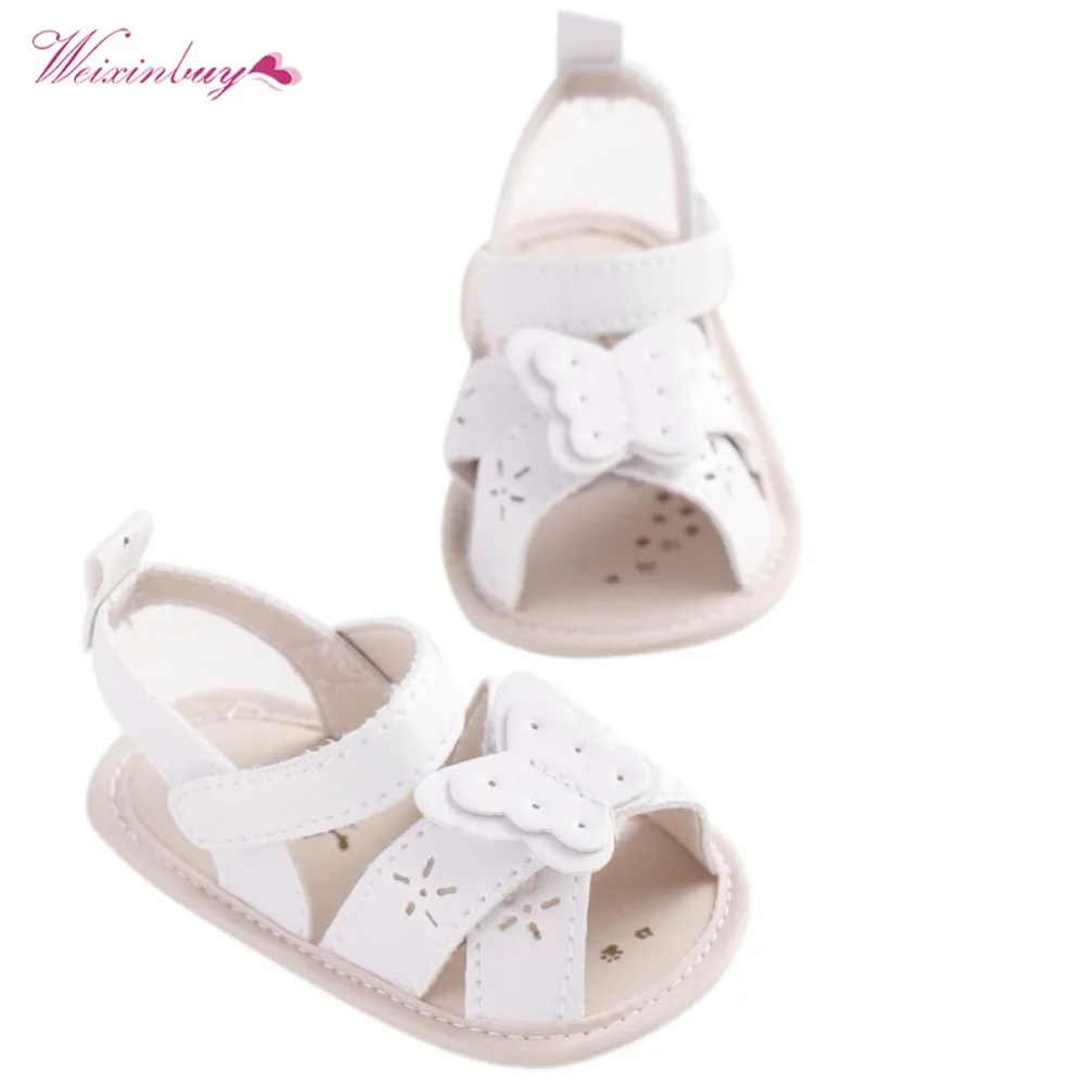 

WEIXINBUY Baby Girls Sandals White Bowknot Children Summer Shoes Kids Girls Hollow Sandals Girl Children PU Princess Sandals