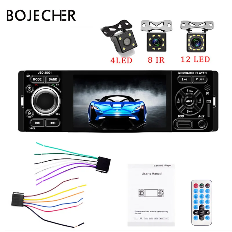 Автомагнитола BOJECHER 1din Bluetooth стерео 4 дюймовый сенсорный экран аудиосвязь