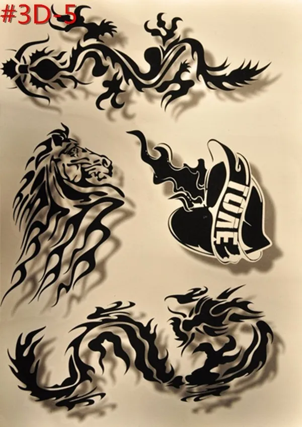 

black Flame case for Waterproof dragon horse and so on case for Design Temporary Tattoo Sticker Paper