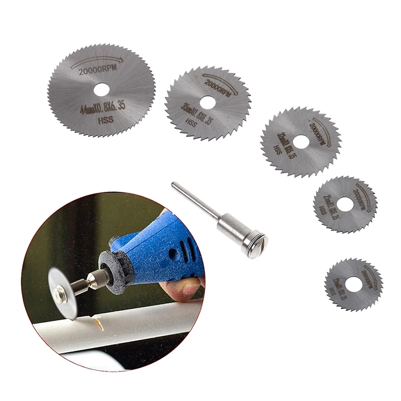 NEW 6pcs/set Metal HSS Circular Saw Blade High Speed Steel Woodworking Cutting Discs For Dremel Rotary Tool Durable Quality