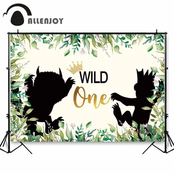 

Allenjoy photography background wild one birthday king party jungle backdrop photocall dessert table decor custom faric