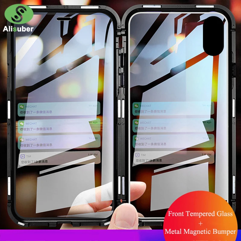 Роскошный 360 Полный Магнитный адсорбционный чехол для iPhone XS Max X 8 7 Plus прозрачный
