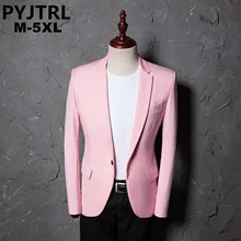 PYJTRL мужской повседневный розовый формальный костюм куртка пальто Кампус Одежда на одной пуговице Свадебный Блейзер стили Сценические костюмы для певцов