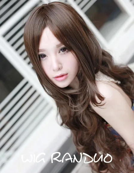 Hot Sale Japanese Girls Hair Styles Brown Wavywigs Free Shiping