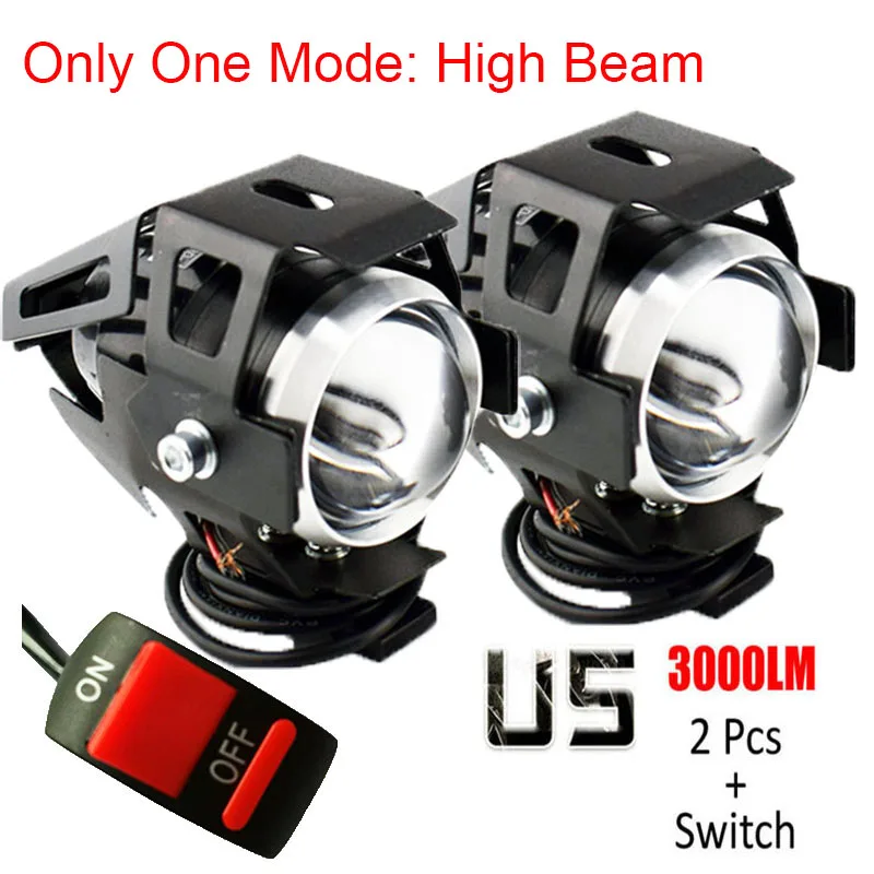 

1pair 12v Motorcycle headlamp U5 LED 125w auxiliary Lamp 3000LM Spotlight Driving Light Motor Fog Light Headlight Offroad DRL