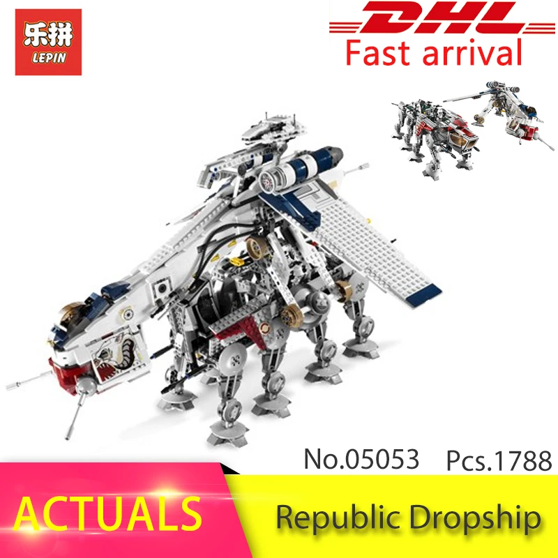 

05053 1788pcs Star Series Wars The Republic Dropship with AT-OT Model Build Block Brick Toys For Children 10195 Gift