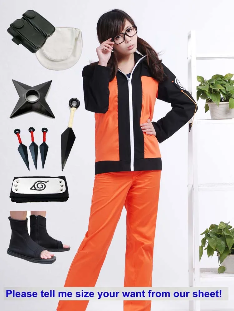 Online Volle Set Naruto Uzumaki Naruto Cosplay kostüm Shippuden Uzumaki Naruto 2nd Outfit Uniformen Set mit Stirnband Halloween Kostüm