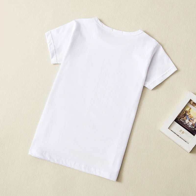 Детская одежда летняя хлопковая детская футболка Топ с короткими рукавами для маленьких мальчиков и девочек, Повседневная белая Базовая рубашка для детей от 0 до 13 лет