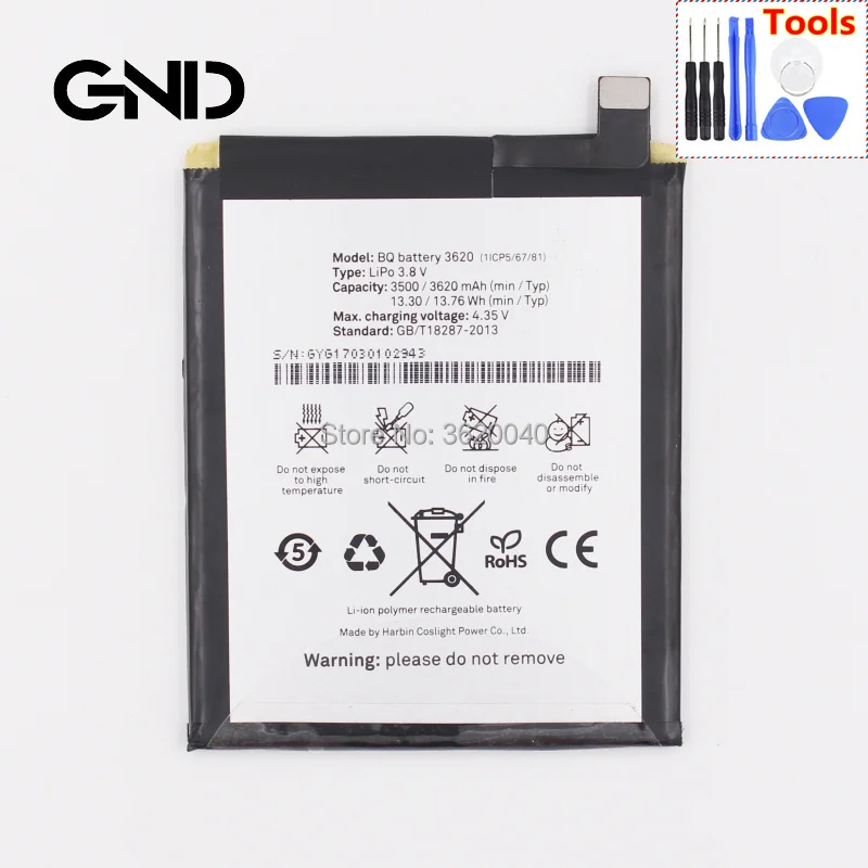 

GND 3620mAh/13.76Wh 3.8V battery 3620 Replacement Battery For BQ Aquaris M5.5 Built-in Li-ion bateria Li-Polymer Batterie