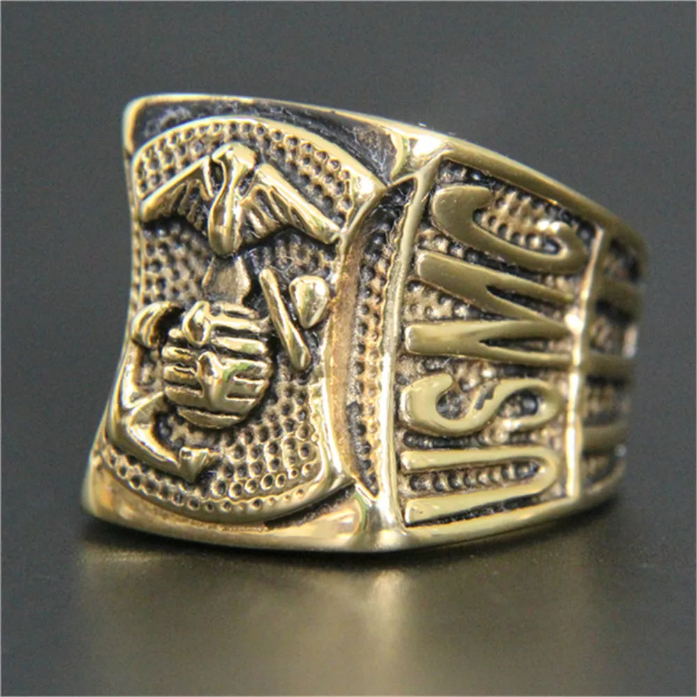 

3pcs/lot Fast Shipping Golden USMC Biker Ring 316L Stainless Steel Jewelry Band Party Men Boys Ring