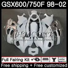 Корпус для Suzuki Katana GSXF750 1998 1999 2000 2001 2002 25HC образования легкой пены. 3 GSX750F GSXF600 GSXF 750 600 98 99 00 01 02 серебристо-белый обтекатель