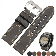 20 22 24 26mm noir gris vert foncé marron clair bracelet de montre en cuir véritable épais pour Tag CARRERA Omega Montblanc Panerai Daytona