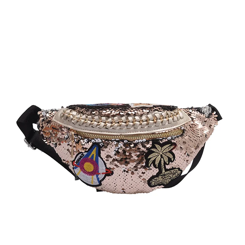 Новая мода Макияж поясная сумка для женщин, расшитая блестками женская сумка