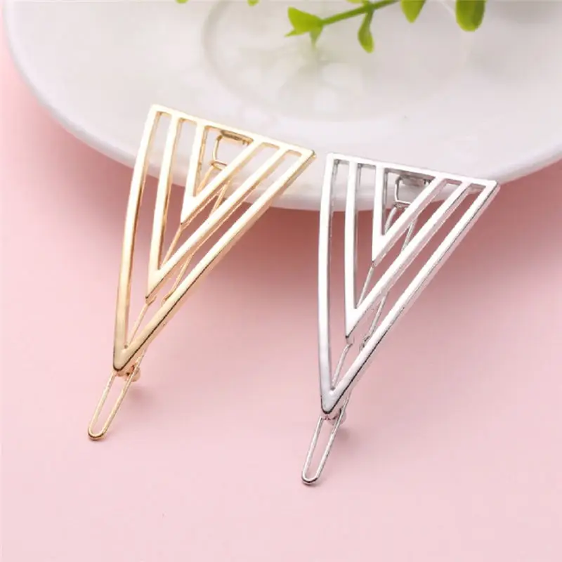1 предмет полые Треугольники геометрический металлические шпильки элегантный Для женщин Корейский простой дизайн минимализм Dainty цвета: золотистый, серебристый зажим для волос