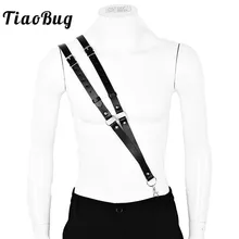TiaoBug, черные двойные ремни из искусственной кожи, на одно плечо, подтяжки, новинка, мужские Регулируемые подтяжки, сексуальные мужские ремни