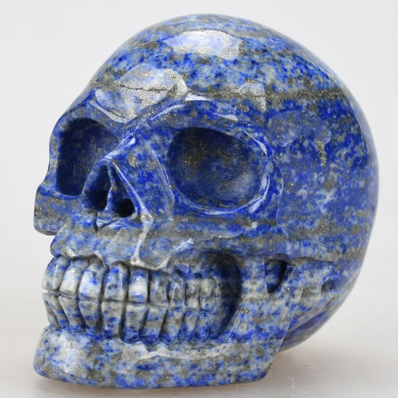 

3.0'' Crystal Skull Natural Lapis lazuli Carved Crystal Skull Statue Healing Crystal Skull Sculpture Christmas Gift Home Decor