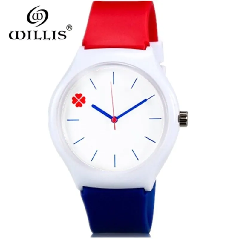 Willis Модные женские кварцевые часы повседневные часы четырехлистный клевер дизайн водонепроницаемые наручные часы с силиконовым ремешком - Цвет: Многоцветный