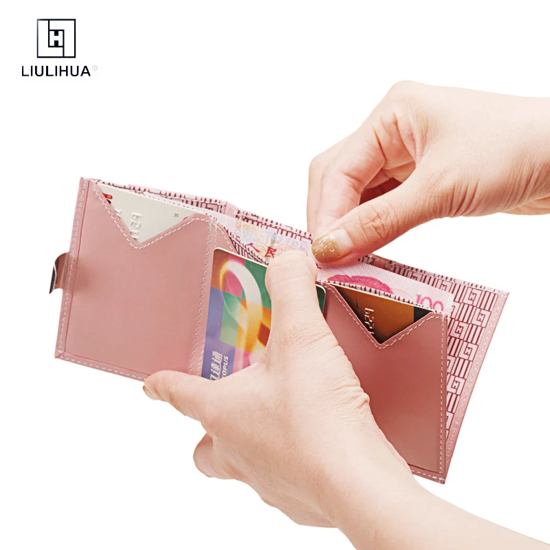 Минималистичный Карманный кожаный кошелек, волшебный кошелек, розовый мини-кошелек, хорошее качество, новый модный дизайн, Женский Футляр