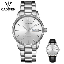 CADISEN часы для мужчин NH36A механический набор движений автоматический самоветер Нержавеющая сталь Сапфир 5ATM водонепроницаемый бизнес мужчин наручные