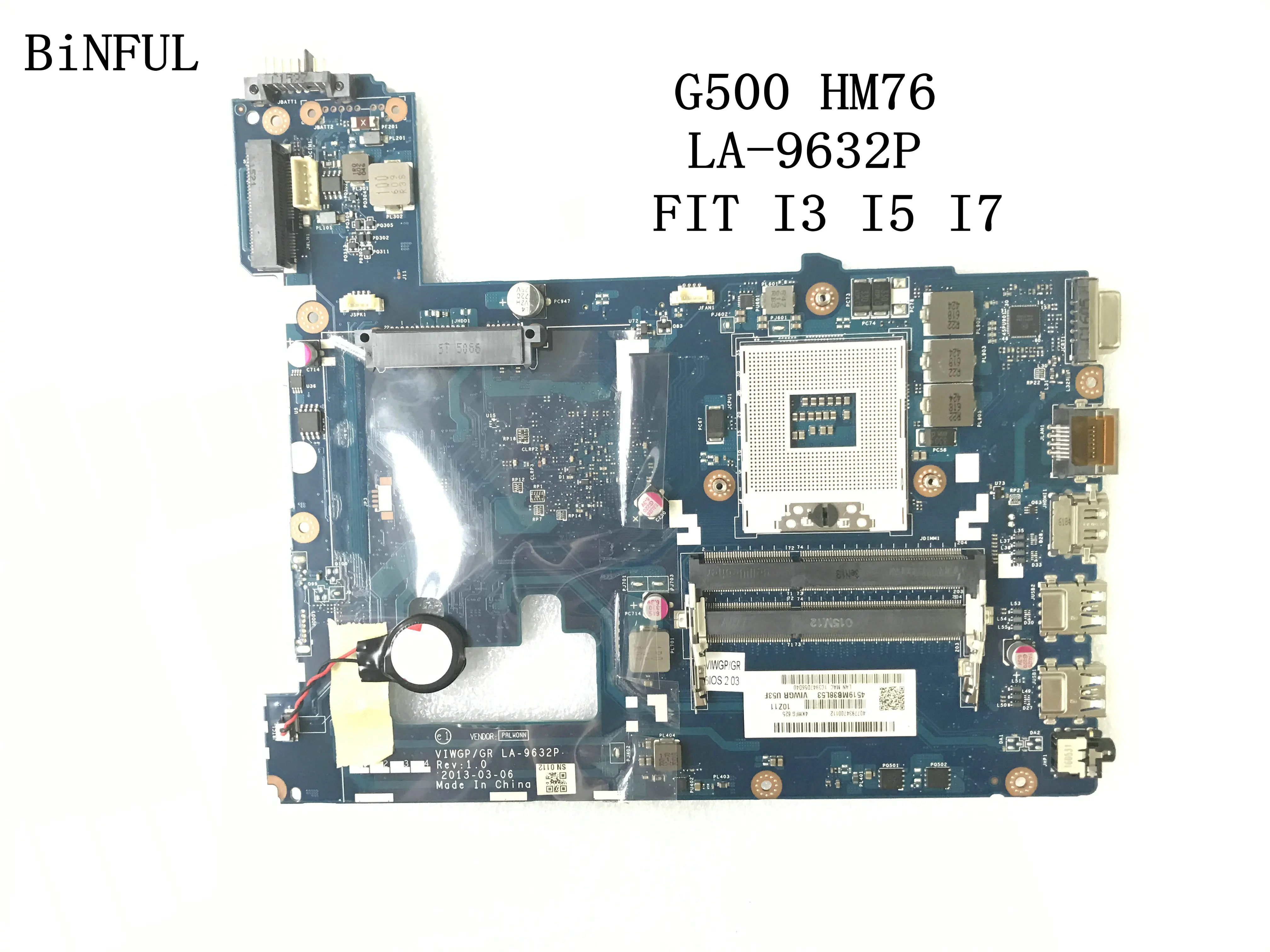 BiNFUL stock VIWGP/GR LA 9632P материнская плата для ноутбука LENOVO G500 поддержка core I3 I5 I7 (тест