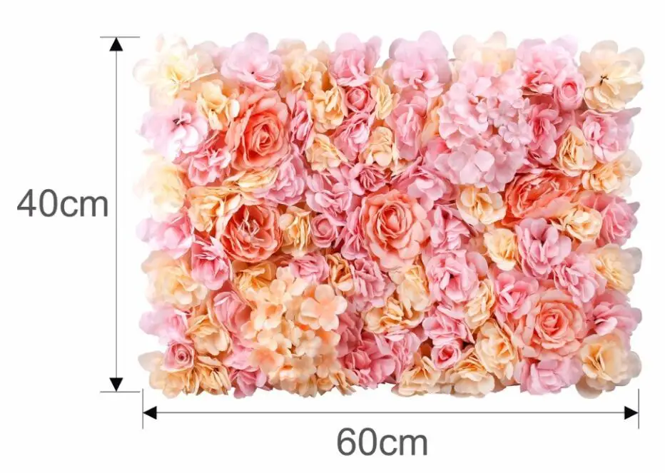 60x40 cm paneles de flores de seda Artificial, rosas, peonías, fondo floral de hortensia para decoración de pared de flores de fiesta de boda